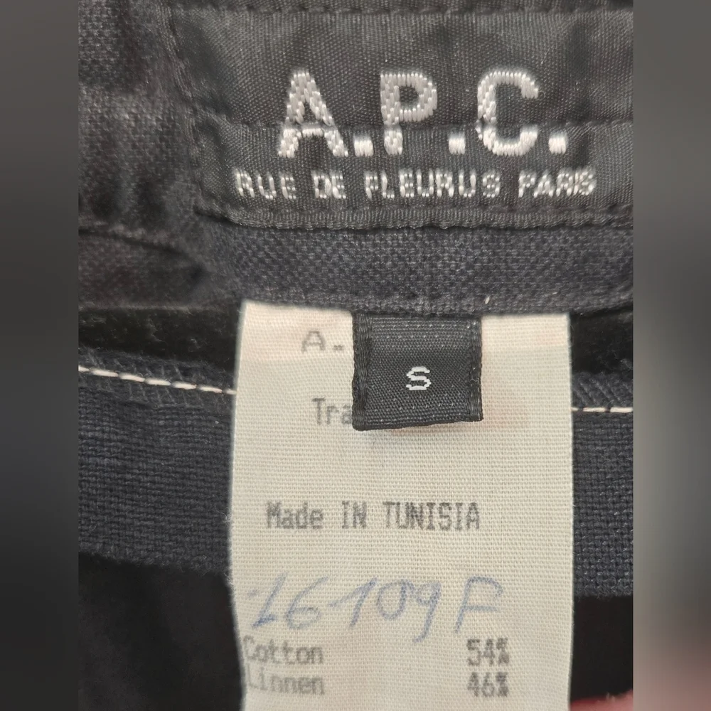 A.P.C. Black Cotton Linen Gathered Peasant Top Size Small - Picture 4 of 11